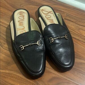 Sam Edelman Black Slip-On Loafers with Gold Detail